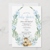 Invitation Baby shower de verdure fleurie de bois adorable (Devant)