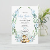 Invitation Baby shower de verdure fleurie de bois adorable (Debout devant)