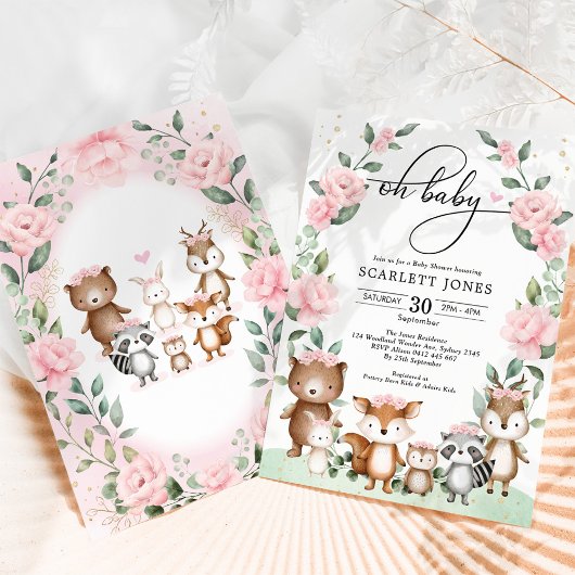 Invitation Baby shower de verdure fleurie de bois doux