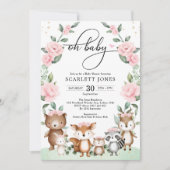 Invitation Baby shower de verdure fleurie de bois doux (Devant)