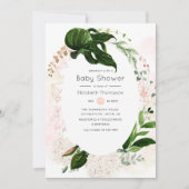 Invitation Baby shower de verdure géométrique rose Gold & Blu (Devant)