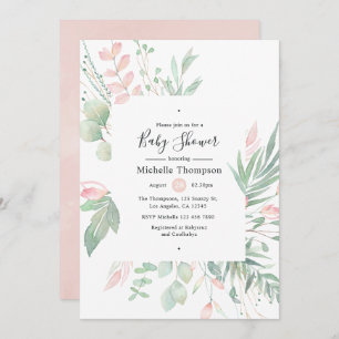 Invitation Baby shower de verdure Pastel Blush