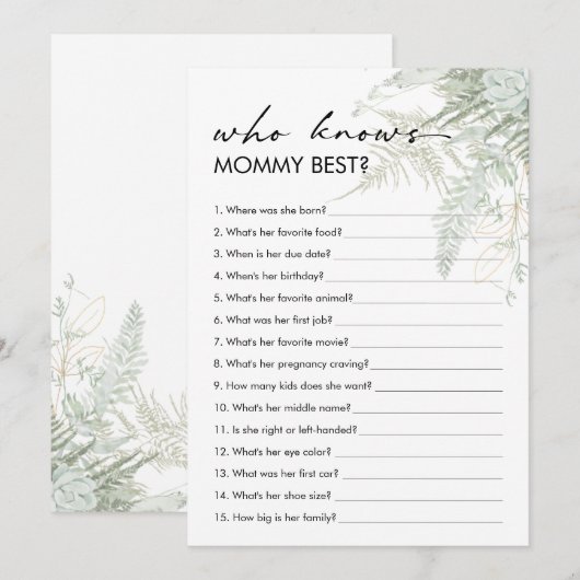 Invitation Baby shower de verdure qui connaît maman la meille (Devant / Derrière)