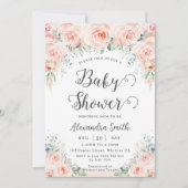 Invitation Baby shower de verdure Rose doux et flou (Devant)
