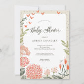 Invitation Baby shower de verdure rose floral (Devant)