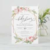 Invitation Baby shower de verdure rose vif (Debout devant)