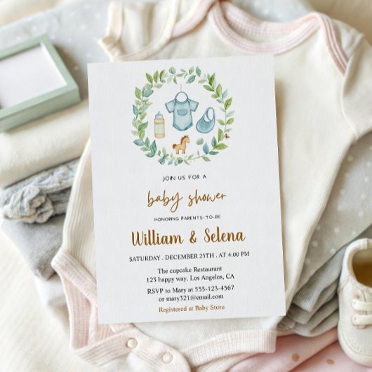 Invitation Baby shower de verdure rustique