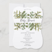 Invitation Baby shower de verdure rustique des Eucalyptus (Devant)