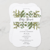 Invitation Baby shower de verdure rustique des Eucalyptus (Devant / Derrière)