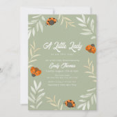 Invitation Baby shower de verdure Sage Green Little Ladybug (Devant)