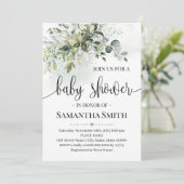 Invitation Baby shower de verdure succulent à l'Eucalyptus (Debout devant)