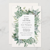 Invitation Baby shower de verdure succulent d'Eucalyptus (Devant / Derrière)