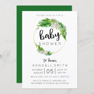 Invitation Baby shower de verdure tropicale feuille de palmie