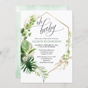 Invitation baby shower de verdure tropicale neutre selon le s