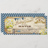 Invitation Baby shower de vérification En vichy Daisy Picnic  (Devant / Derrière)