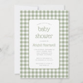 Invitation Baby shower de vérification En vichy Sage Green (Devant)
