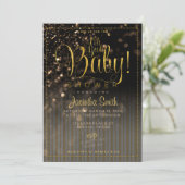 Invitation Baby shower de verre Bokeh Stripes | Oh, mon bébé (Debout devant)