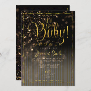 Invitation Baby shower de verre Bokeh Stripes Oh, mon bébé