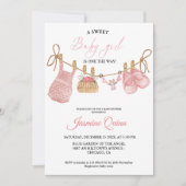 Invitation Baby shower de vêtements Bohême pour fille rose (Devant)