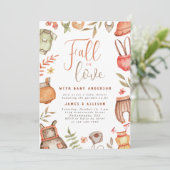 Invitation Baby shower de vêtements Boho Fall in Love (Debout devant)