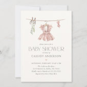 Invitation Baby shower de vêtements de bébé Boho rose (Devant)