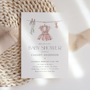 Invitation Baby shower de vêtements de bébé Boho rose