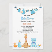 Invitation Baby shower de vêtements et jouets d'aquarelle pou (Devant)