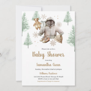 Invitation Baby shower de vêtements pour bébé Boho d'hiver
