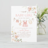 Invitation Baby shower de vêtements pour bébé Boho Fleur sauv (Debout devant)