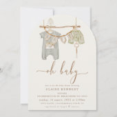 Invitation Baby shower de vêtements pour bébé en bois d'Arche (Devant)