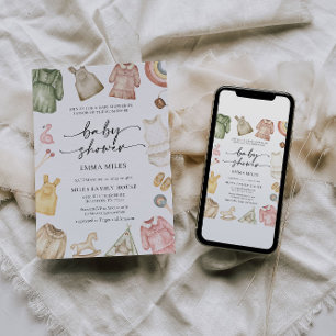 Invitation Baby shower de vêtements pour filles