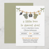 Invitation Baby shower de vêtements pour Halloween Little Boo (Devant / Derrière)