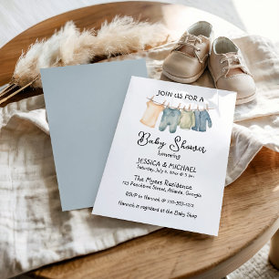 Invitation Baby shower de vêtements Vintages neutres selon le