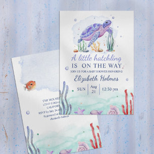 Invitation Baby shower de Vie marine Turtoise Aquarelle Invit