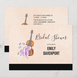 Invitation Baby Shower de Violon, Chaussures de Ballet et Pap