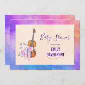 Invitation Baby shower de violon, de chaussures de ballet et (Devant / Derrière)