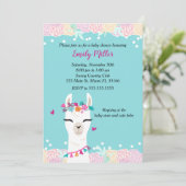 Invitation Baby shower de visage Alpaca (Debout devant)