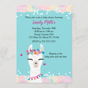 Invitation Baby shower de visage Alpaca