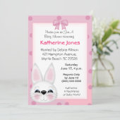 Invitation Baby shower de visage lapin lapin (Debout devant)