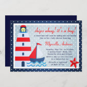 Invitation Baby shower de voilier (Devant / Derrière)