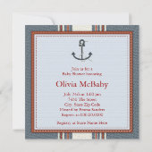 Invitation Baby shower de voilier bleu rouge (Dos)