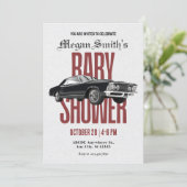 Invitation Baby shower de voiture Classic Retro (Debout devant)