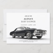 Invitation Baby shower de voiture classique noir (Devant)