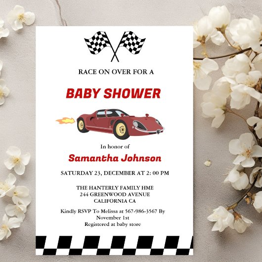 Invitation Baby shower de voiture de course