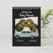 Invitation Baby shower de voiture rétro classique (Debout devant)