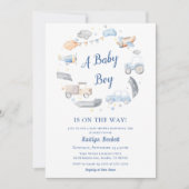 Invitation Baby shower de voitures de transport pour bébé gar (Devant)