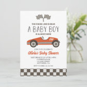 Invitation Baby shower de voitures Red Race (Debout devant)