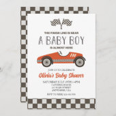 Invitation Baby shower de voitures Red Race (Devant / Derrière)