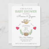Invitation Baby shower de vol doux Mama Bird Green (Devant)