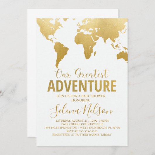 Invitation Baby shower de voyage (Devant / Derrière)